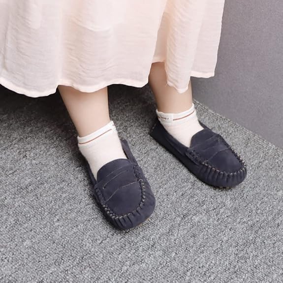 Детские мокасины Battle Men Penny Loafers с квадратным носком, прострочкой, из искусственной замши, синий — фото 3