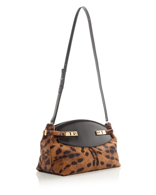 

Сумочка Hug из телячьей шерсти с леопардовым принтом через плечо Ferragamo, цвет Brown