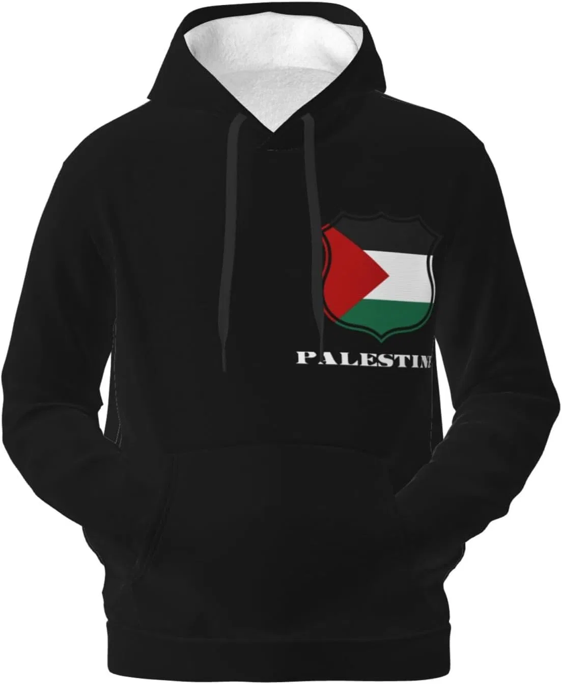 Мужская флисовая толстовка с капюшоном Palestine Palestinian Vintage Emblem и карманом Generic, черный — фото 2