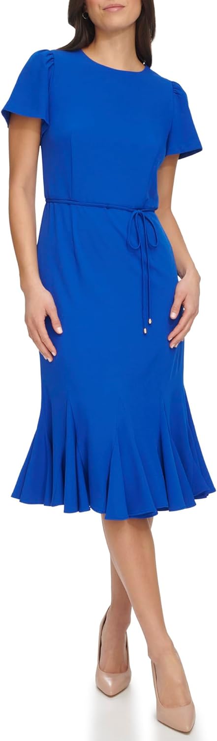 

Женское платье миди Tommy Hilfiger с короткими рукавами, плиссированным подолом и поясом-веревкой, Jolly Green