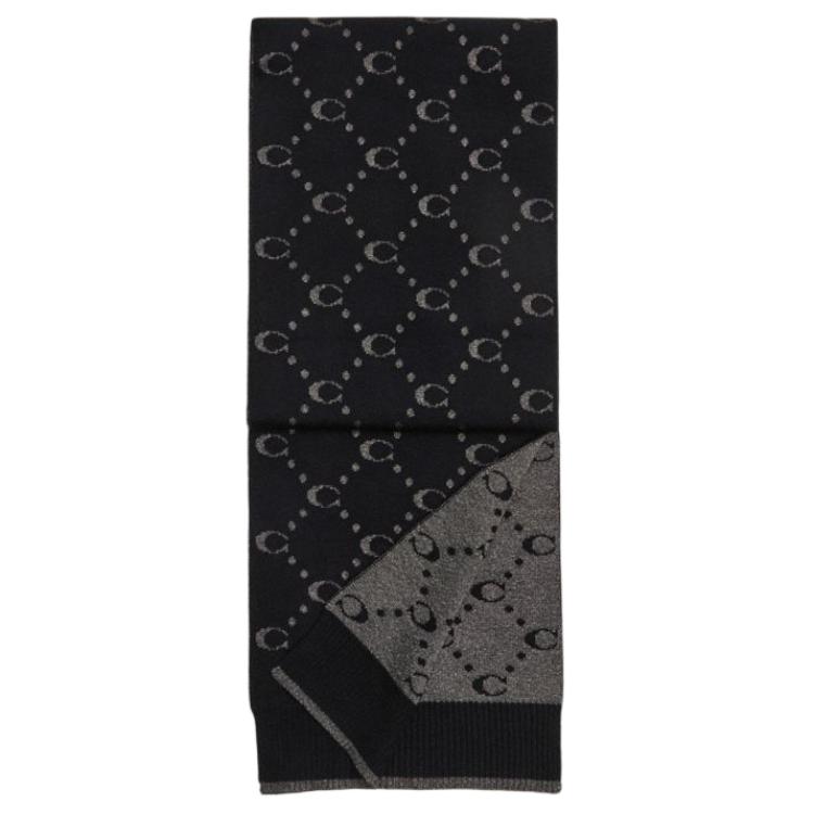 

Шерстяной вязаный шарф унисекс черный COACH