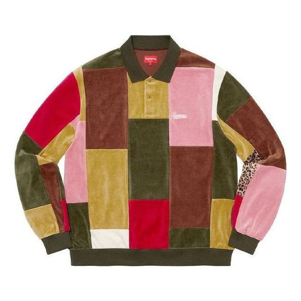 

Рубашка поло patchwork velour l/s polo 'multi-color' Supreme, мультиколор