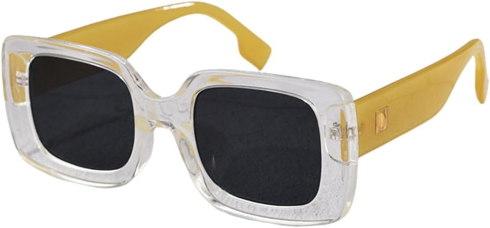 

Женские солнцезащитные очки для велоспорта, роскошные, для путешествий, прямоугольные, модные, ретро, ​​маленькие, с защитой от УФ-излучения UV400 LVTFCO, Clear Yellow