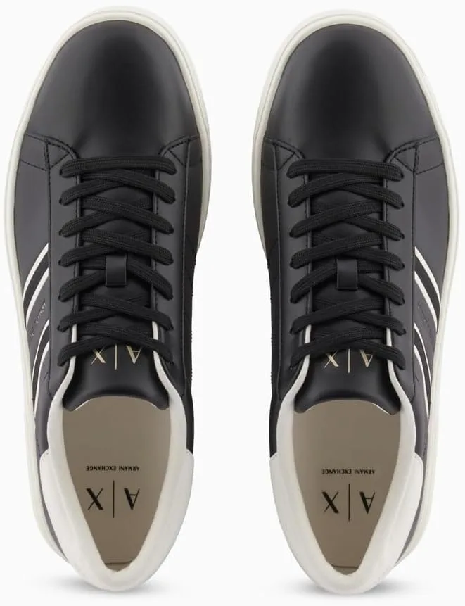 Мужские кроссовки Armani Exchange London, с боковыми полосами, контрастного цвета, белый/черный — фото 4