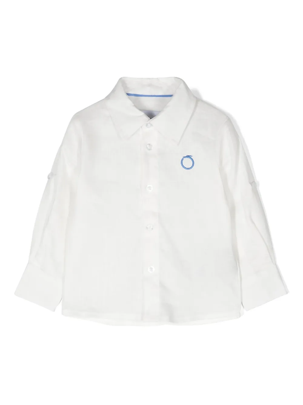 

Льняная рубашка с вышитым логотипом TRUSSARDI JUNIOR, белый