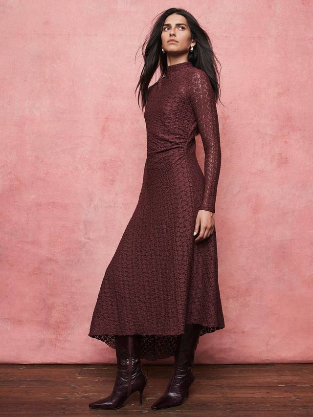 

Асимметричное миди-платье с кружевом Mint Velvet, Red Burgundy