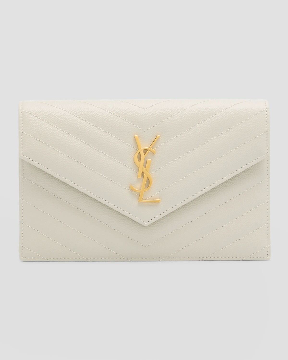 

Маленький кошелек YSL Monogram на цепочке из зерненой кожи Saint Laurent, цвет Crema Soft