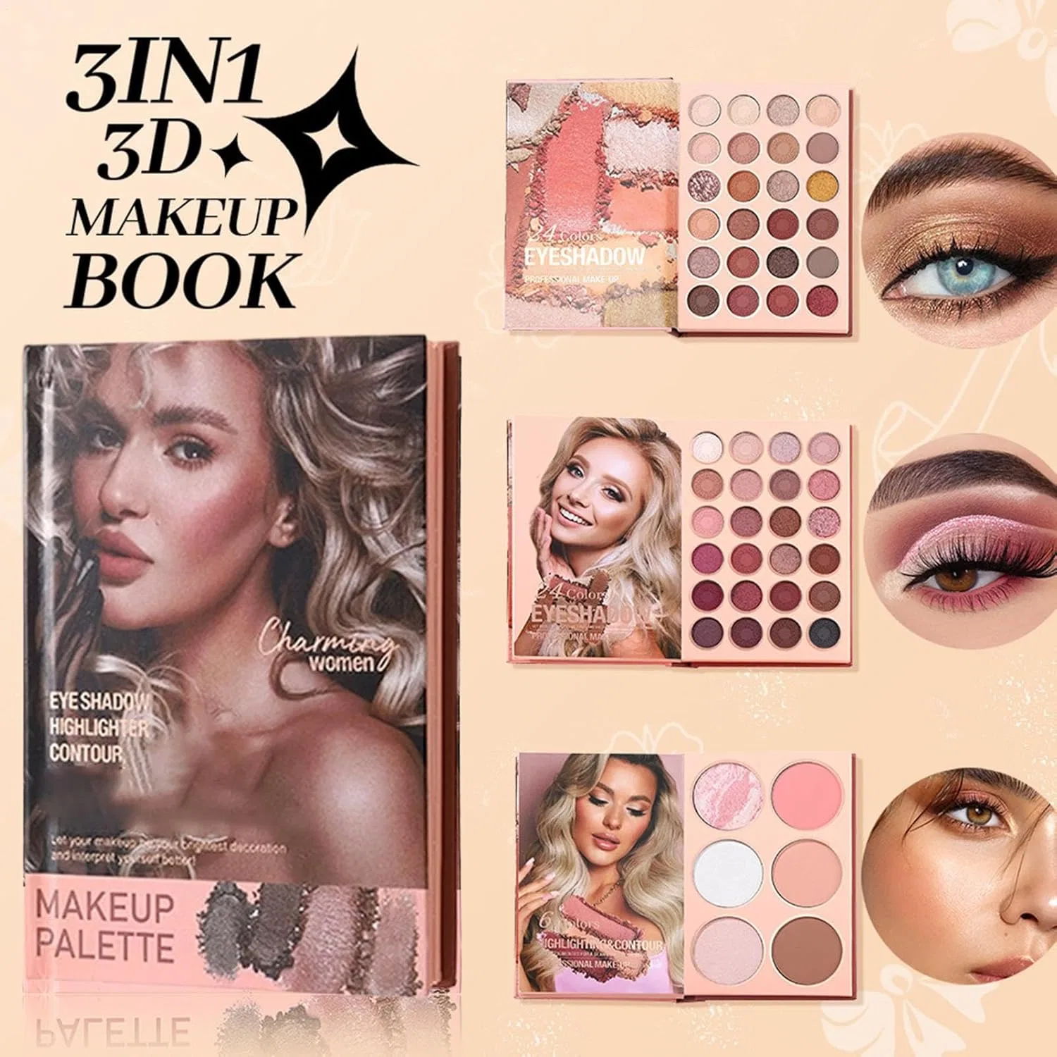 Палетка теней для век Shining Eyeshadow Palette, 54 цвета, матовые и шиммерные — фото 4
