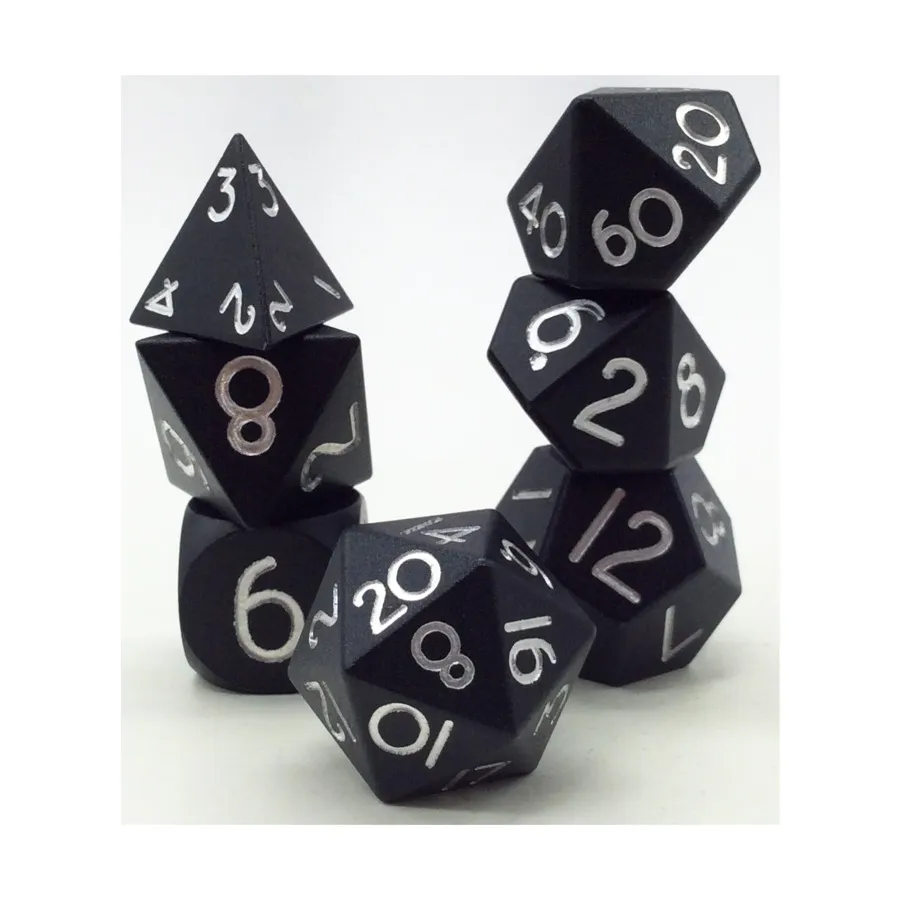 

Одиночный комплект из анодированного полиэстера - черный (7), Aluminium Solid Dice (Level Up Dice)