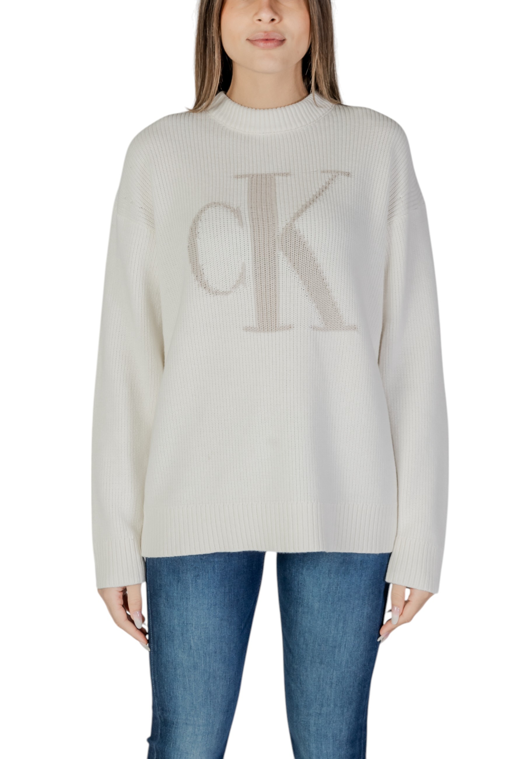 

Свитер женский Calvin Klein Jeans с большим логотипом, белый