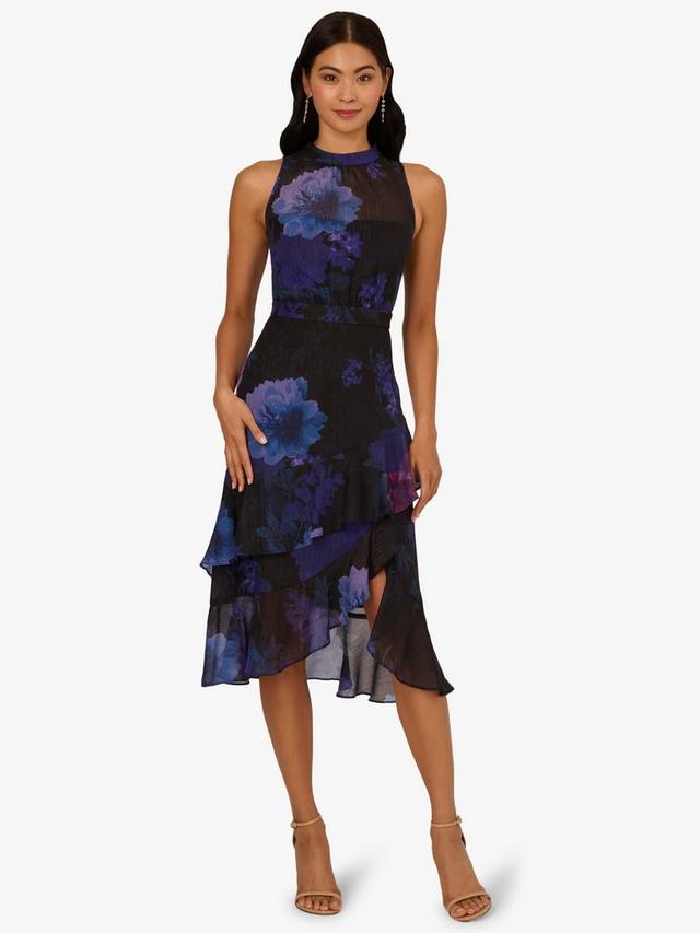 

Платье-халтер с цветочным принтом и блестками Adrianna Papell, Black/Multi