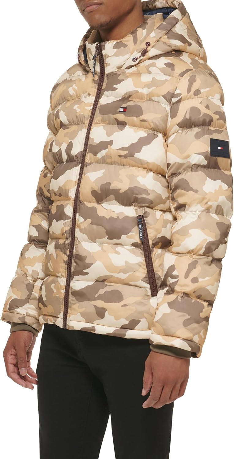 Мужская стеганая куртка с капюшоном Tommy Hilfiger (стандартная и для больших и высоких), Khaki Camo — фото 3