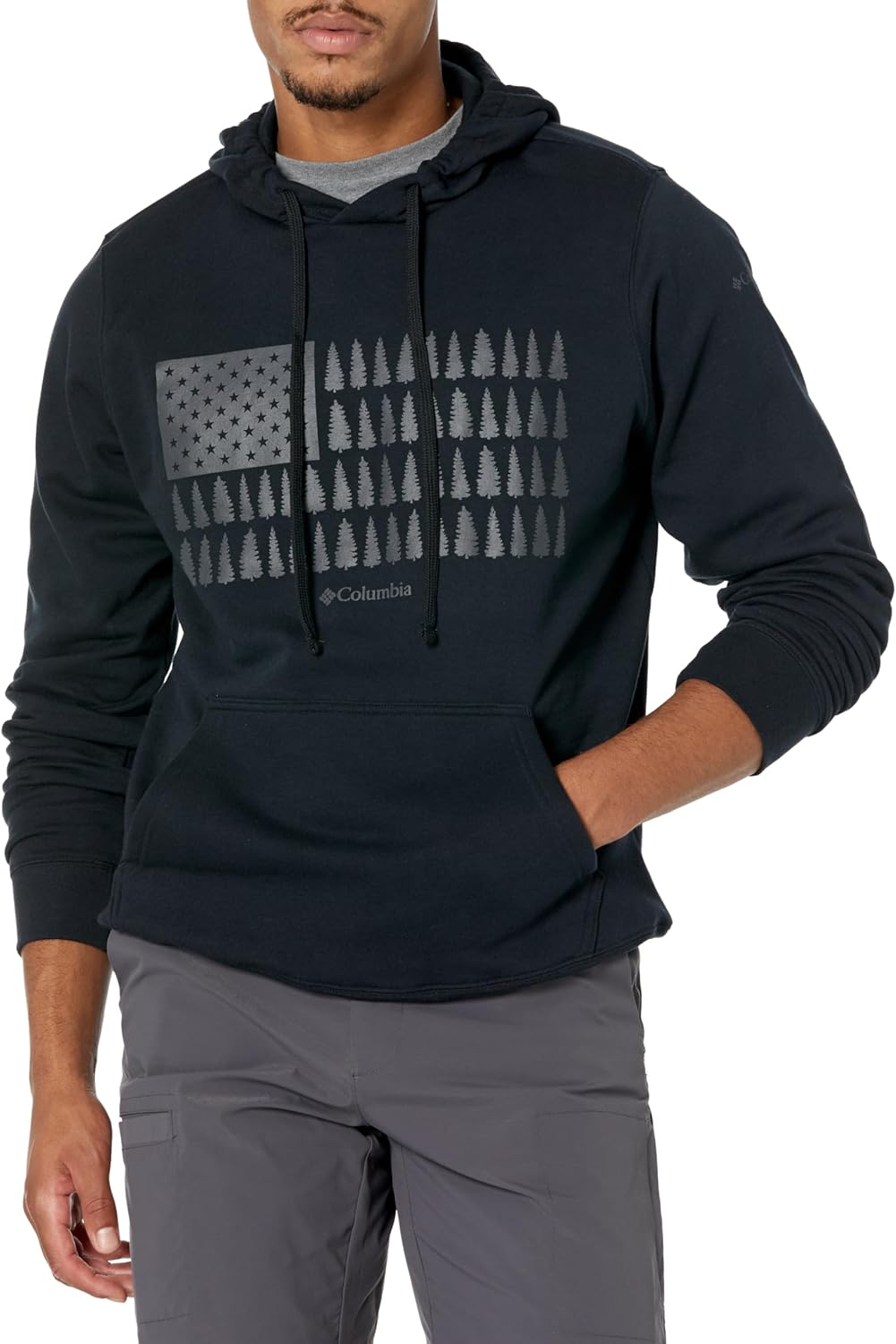 

Куртка-толстовка Columbia мужская Trek Hoodie, Black/Treeline Flag Graphic