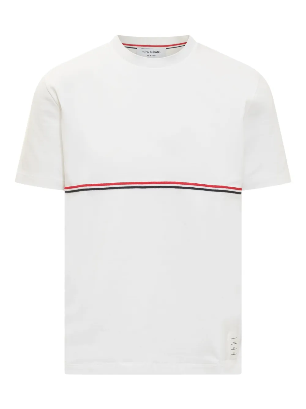

Футболка с отделкой в полоску Thom Browne, белый