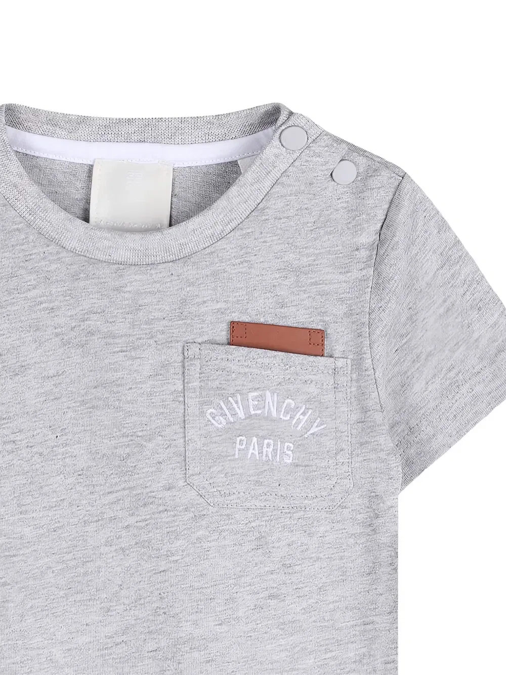 Футболка с карманом и вышитым логотипом Givenchy Kids, серый — фото 3