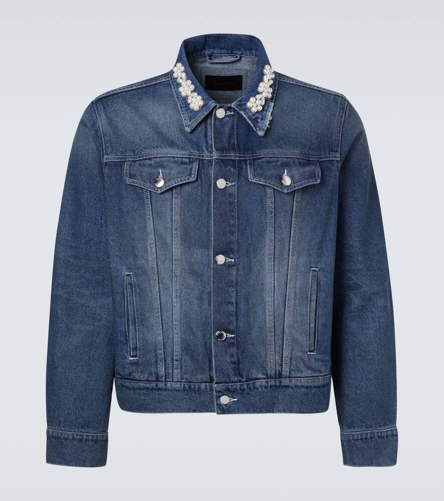 

Укороченный джинсовый пиджак с декоративными элементами Simone Rocha, Distressed Blue/Pearl