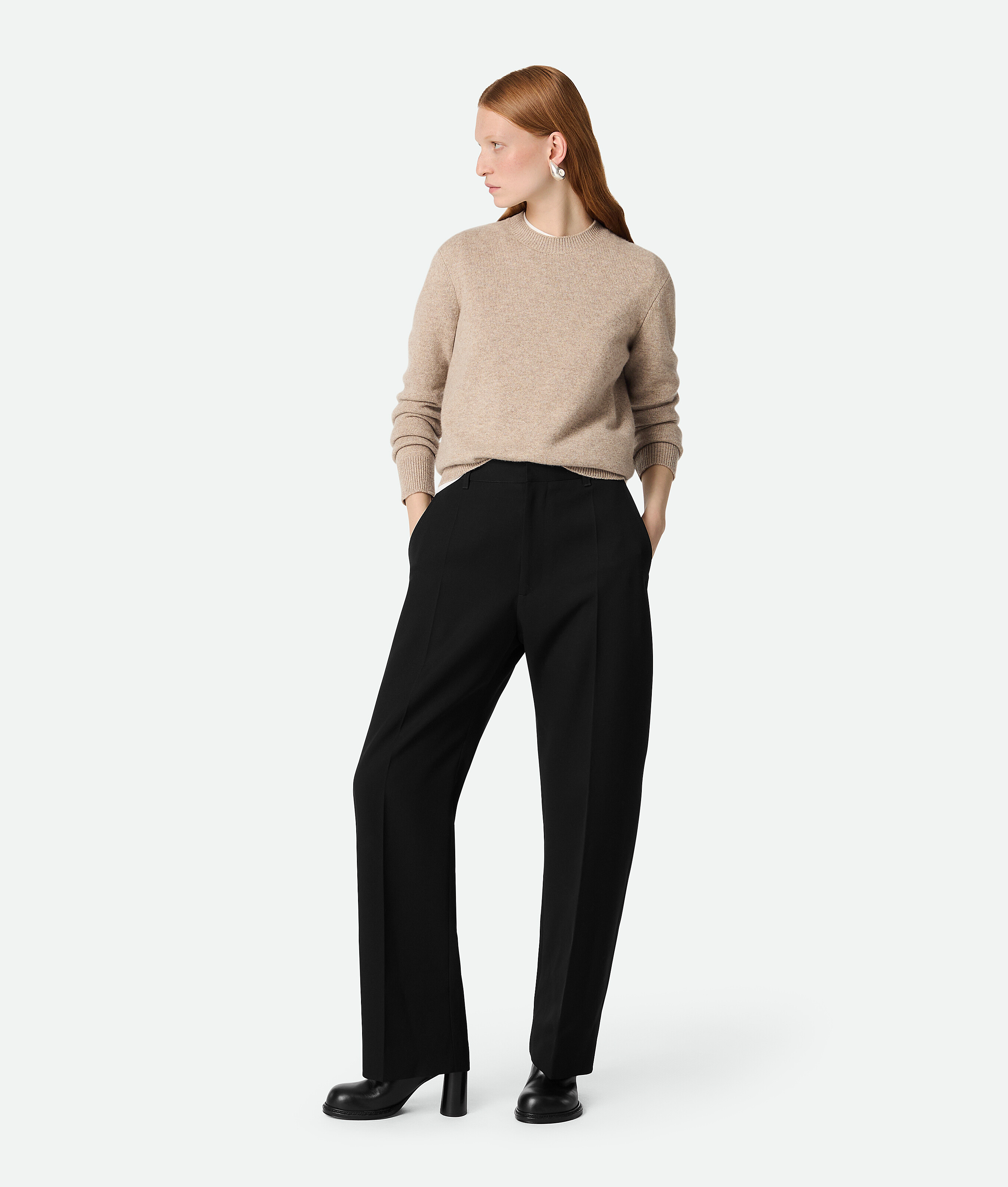 

Широкие брюки из шерстяной саржи Bottega Veneta, черный