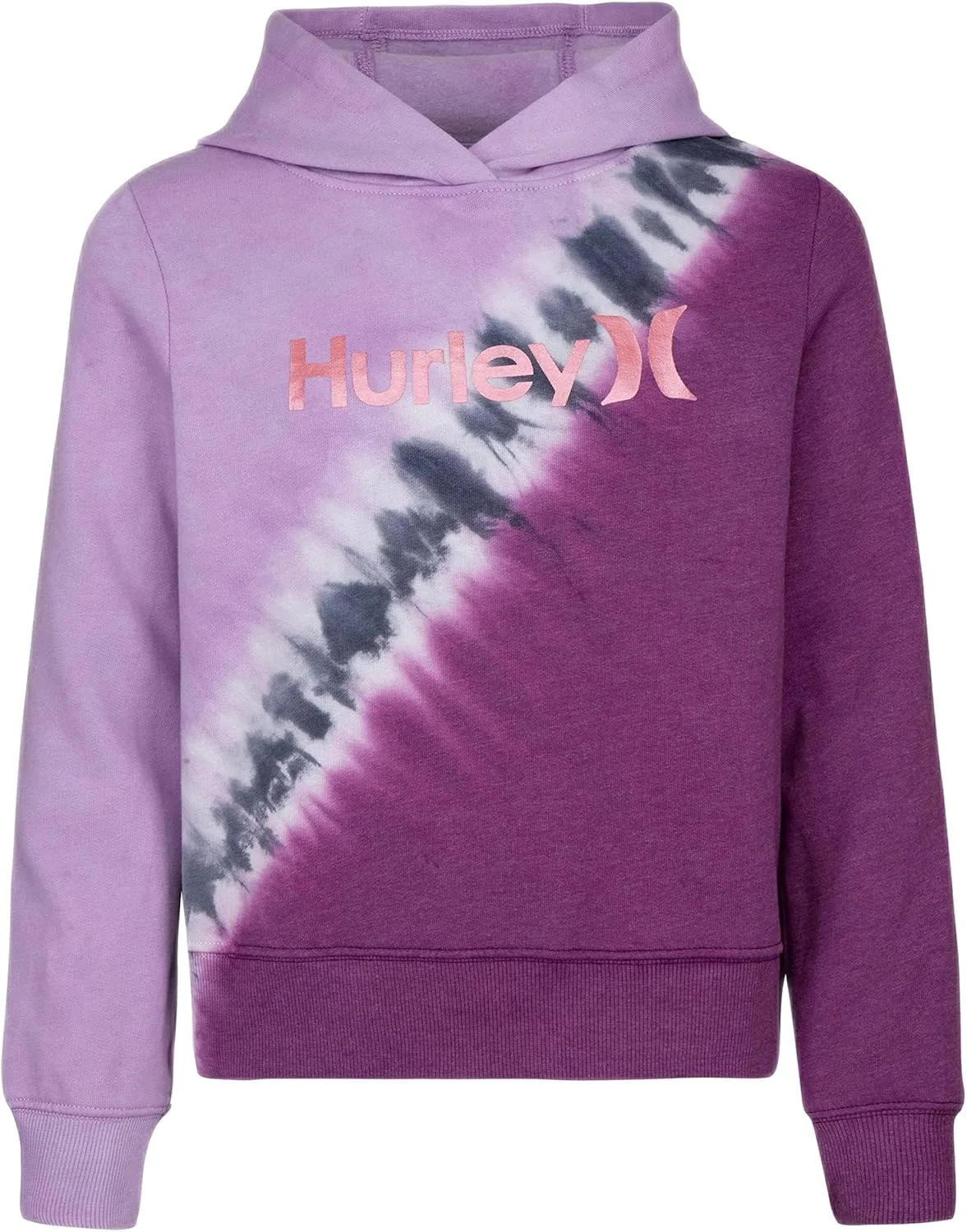 Худи для девочек с принтом tie dye, Hurley, в комплекте с повязкой для волос, Arctic Pink