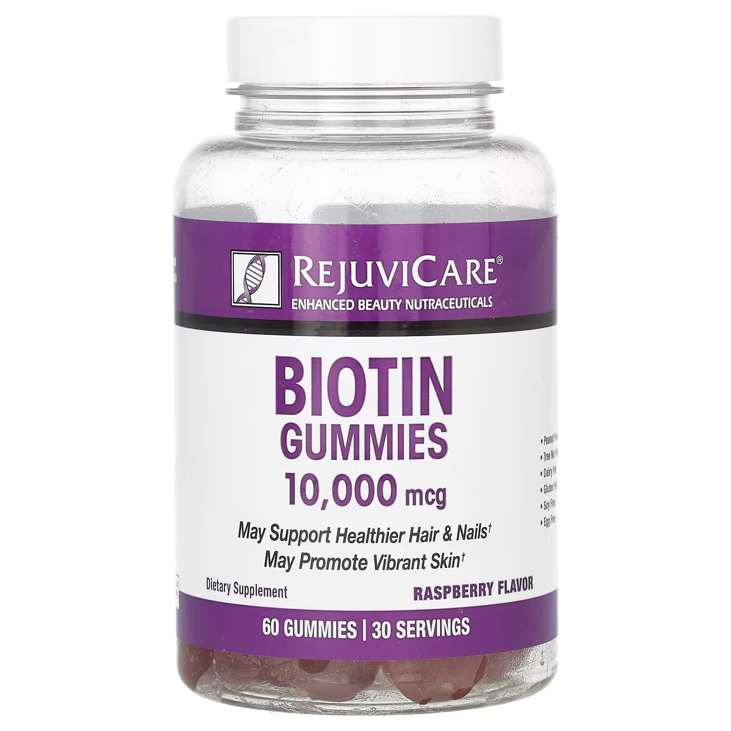 

Добавка Rejuvicare Biotin Gummies Raspberry, 60 жевательных таблеток