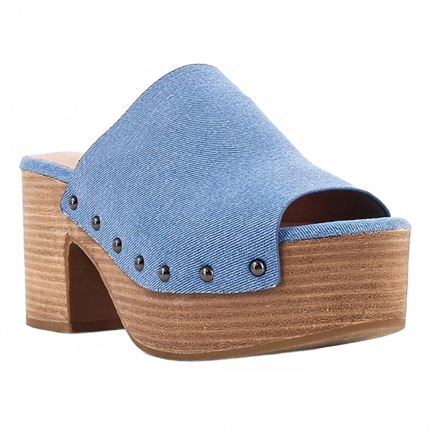 Босоножки Gina на платформе с заклепками и блочным каблуком из денима SHU SHOP, Denim — фото 2