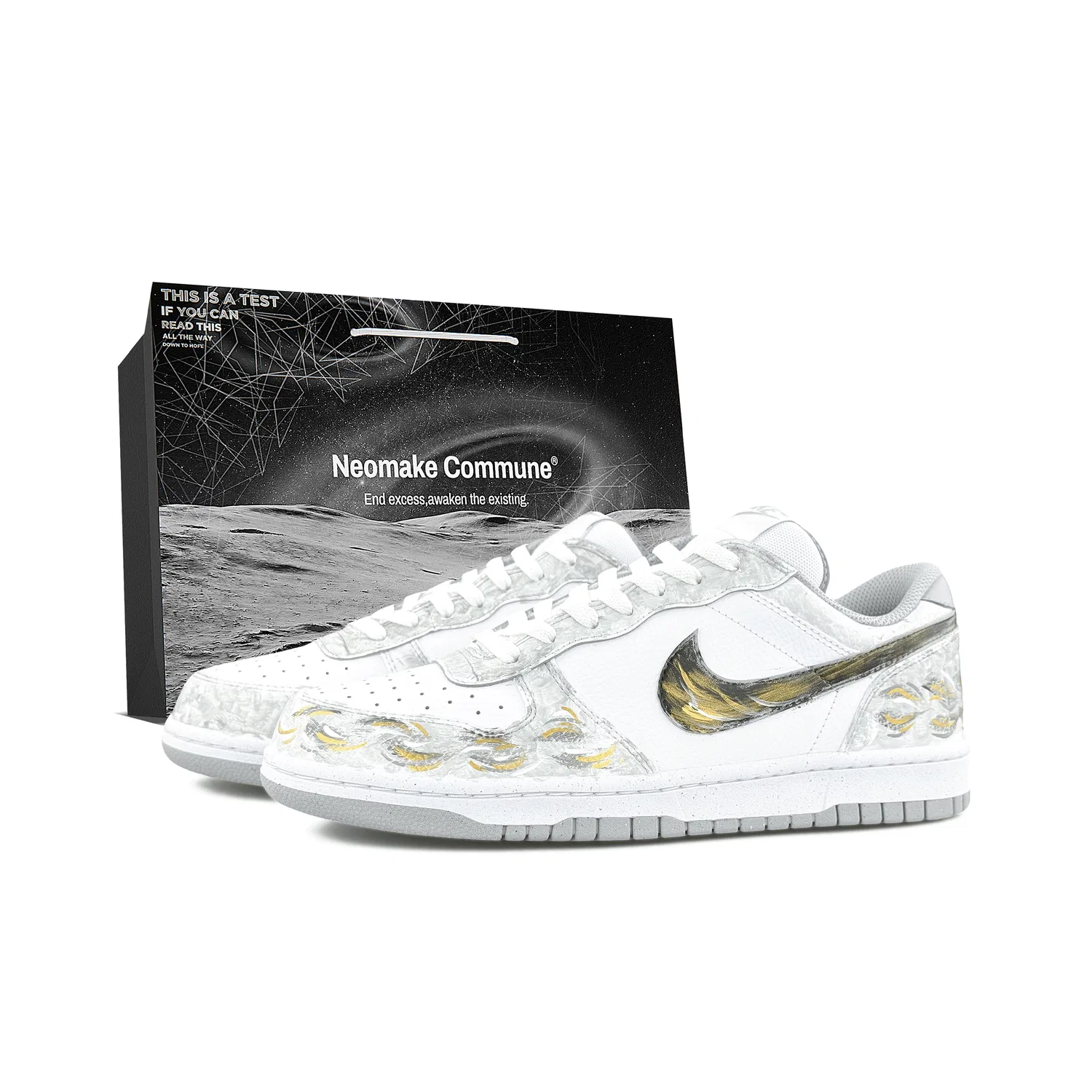 Кроссовки для скейтбординга Nike Dunk низкие серо-золотые