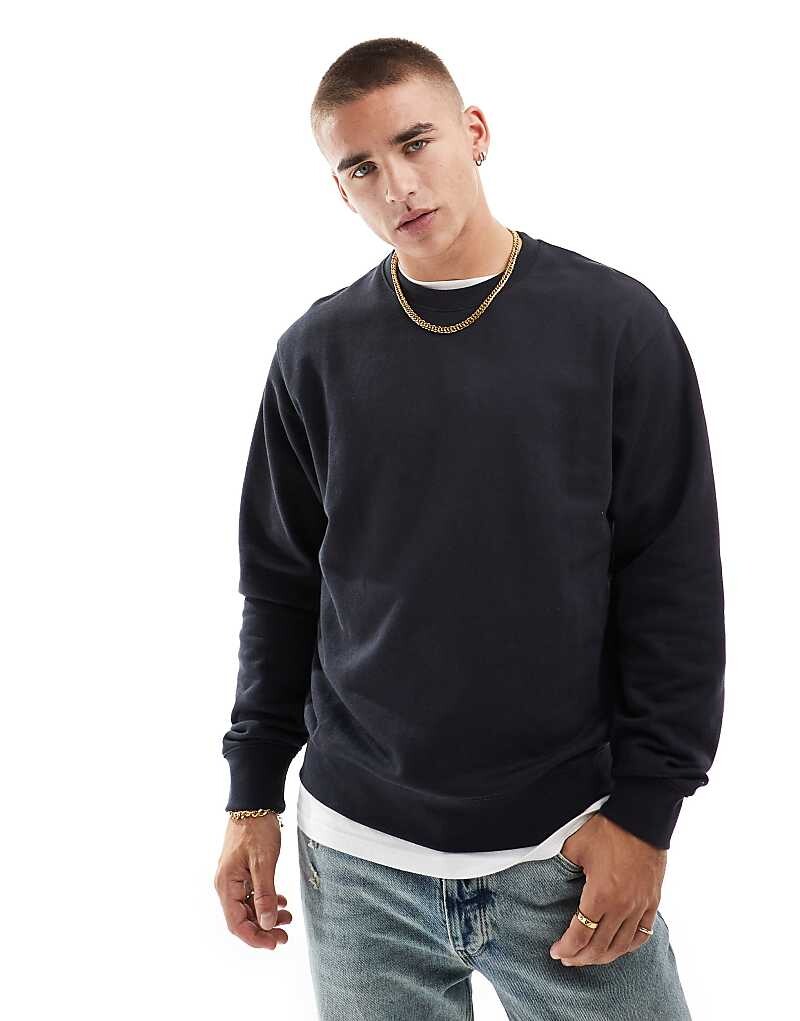 

Темно-синяя толстовка оверсайз с круглым вырезом Jack & Jones