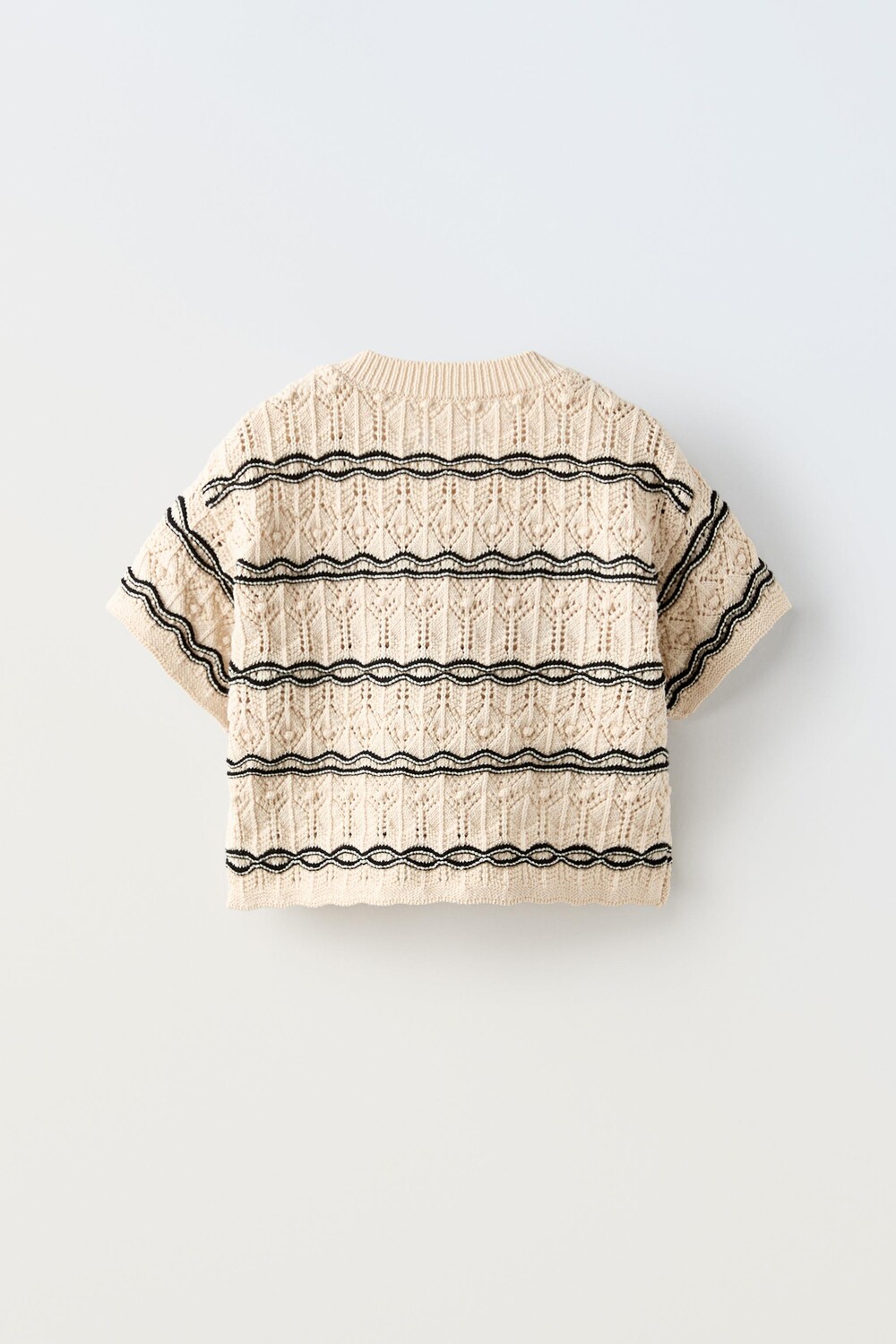 

Вязаная футболка крючком ZARA, экрю