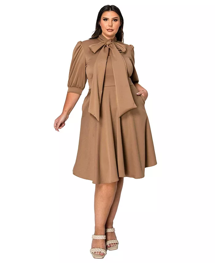 

Женское платье-клеш Carina Donna с карманами больших размеров L I V D, коричневый