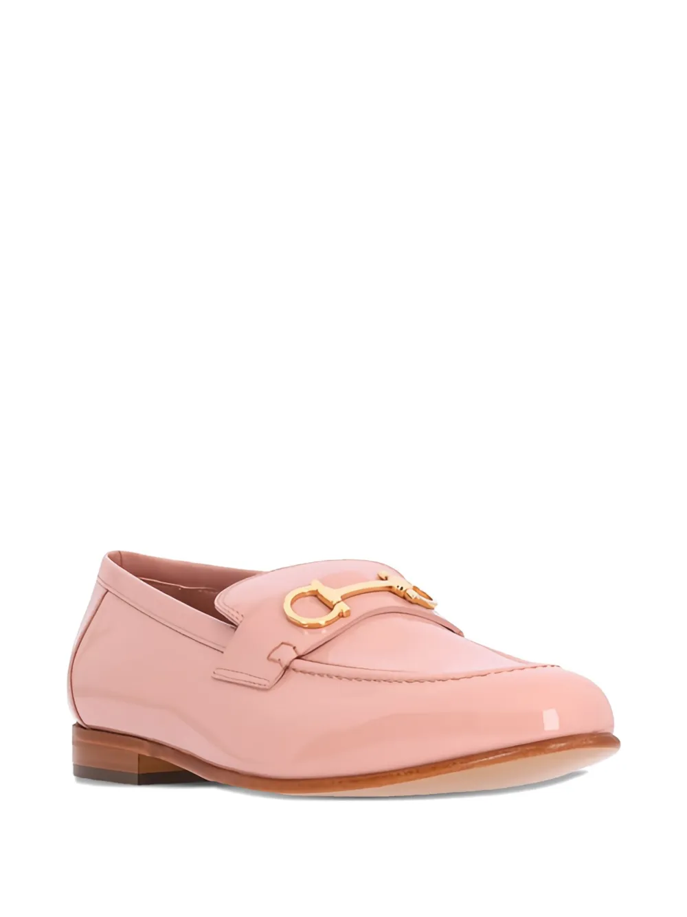 Лакированные лоферы с декором Gancini Ferragamo, розовый — фото 4