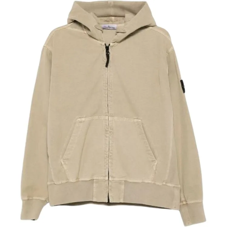 Оверсайз худи на молнии STONE ISLAND, коричневый коричневый