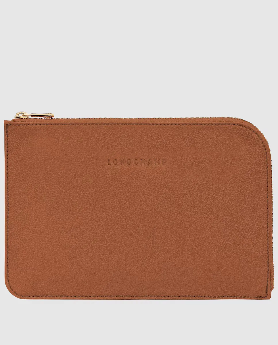 

Кожаный клатч Le Foulonné на молнии Longchamp, коричневый