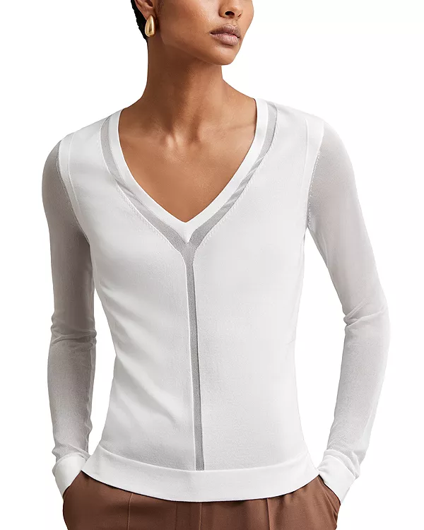 

Топ Soraya с сетчатыми деталями Reiss, белый