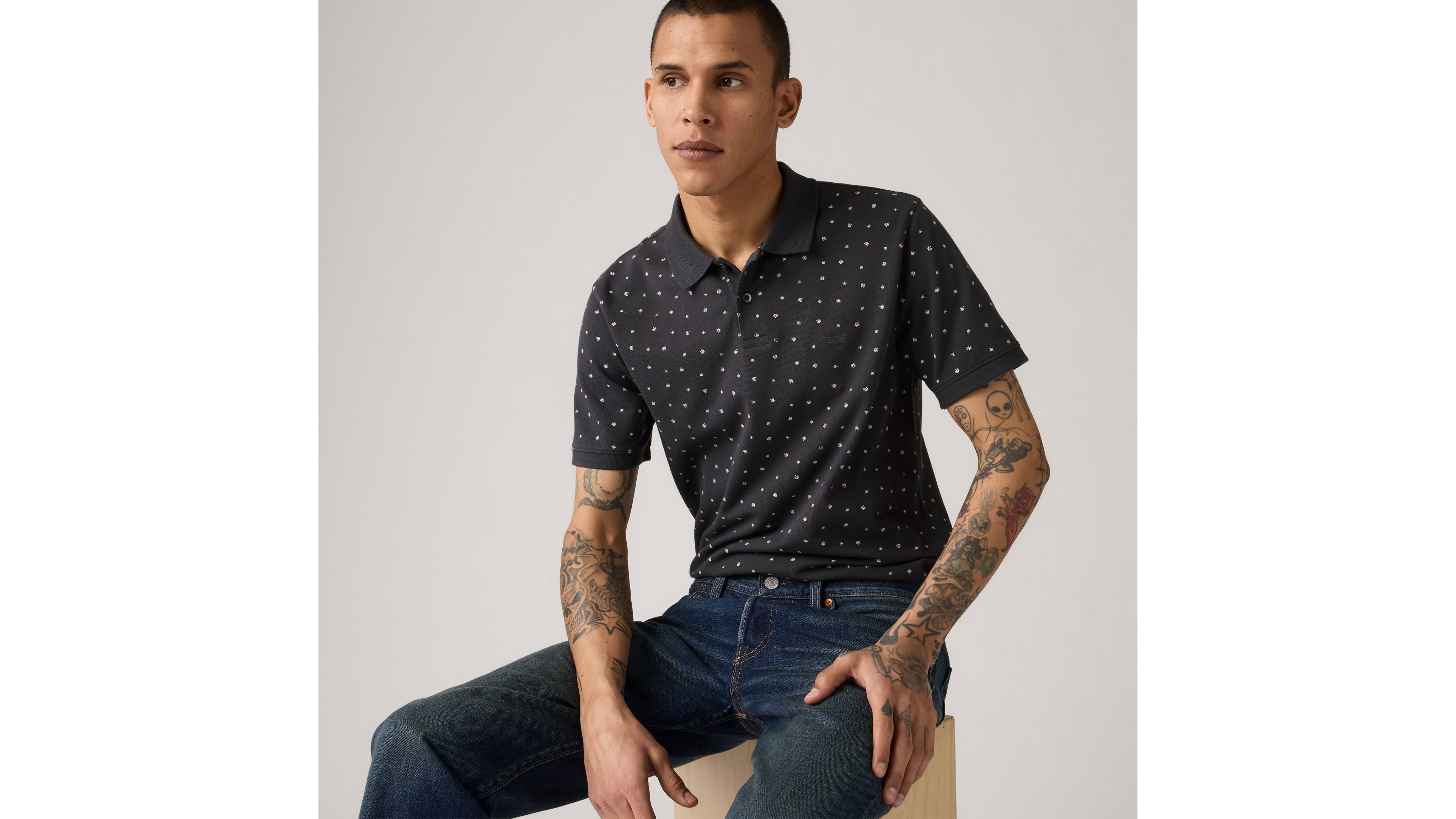 

Тонкая рубашка-поло Housemark Levi's, Kieran Geo Dark Phantom - Black