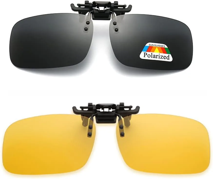 

Солнцезащитные очки Junsika Polarized Clip On для очков с диоптриями, мужские и женские, без оправы, черные, с защитой UV400, A1:(black+yellow Night Driving Glasses)