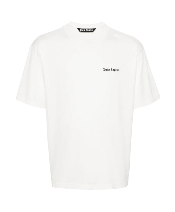 

Классическая облегающая футболка с логотипом, цвет кремовый Palm Angels, белый