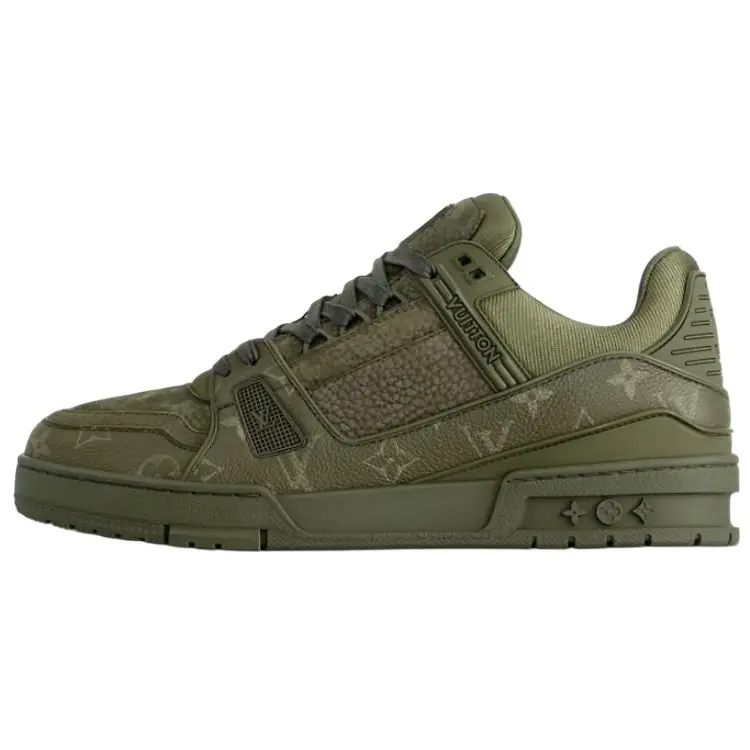 LOUIS VUITTON Кроссовки для скейтбординга Trainer Low-Top, унисекс, зеленые