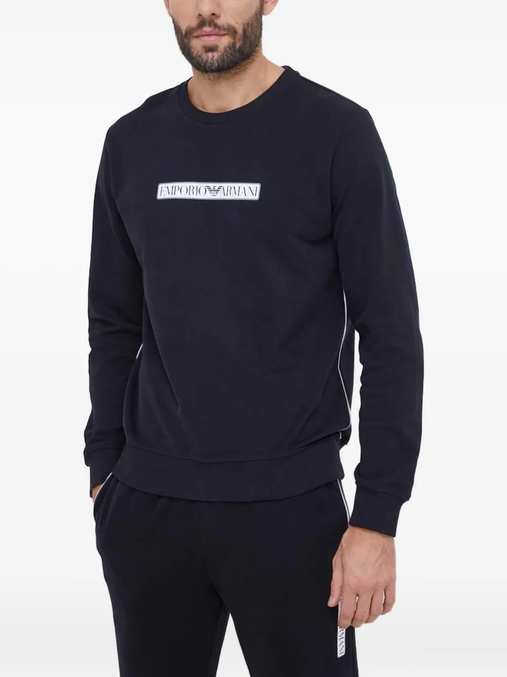 

Свитшот с логотипом и круглым вырезом Emporio Armani, черный