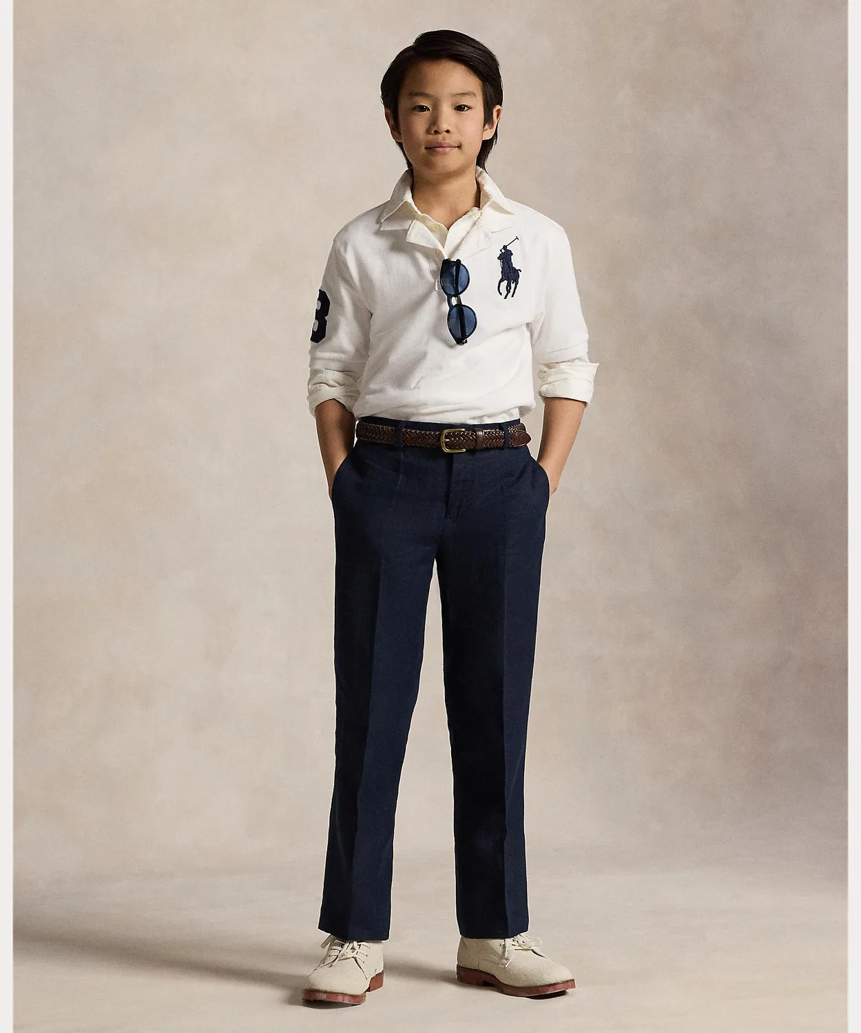 Брюки из льна Ralph Lauren тёмно-синие