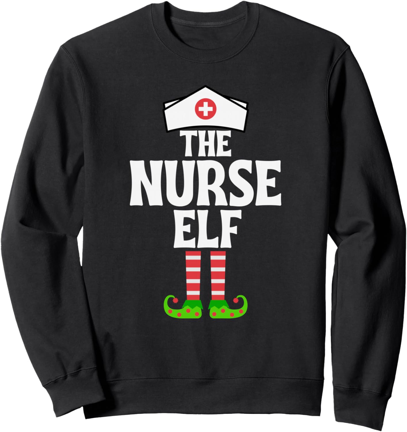 

Забавная семейная рождественская толстовка Медсестра-эльф The Elf'S Wardrobe, черный