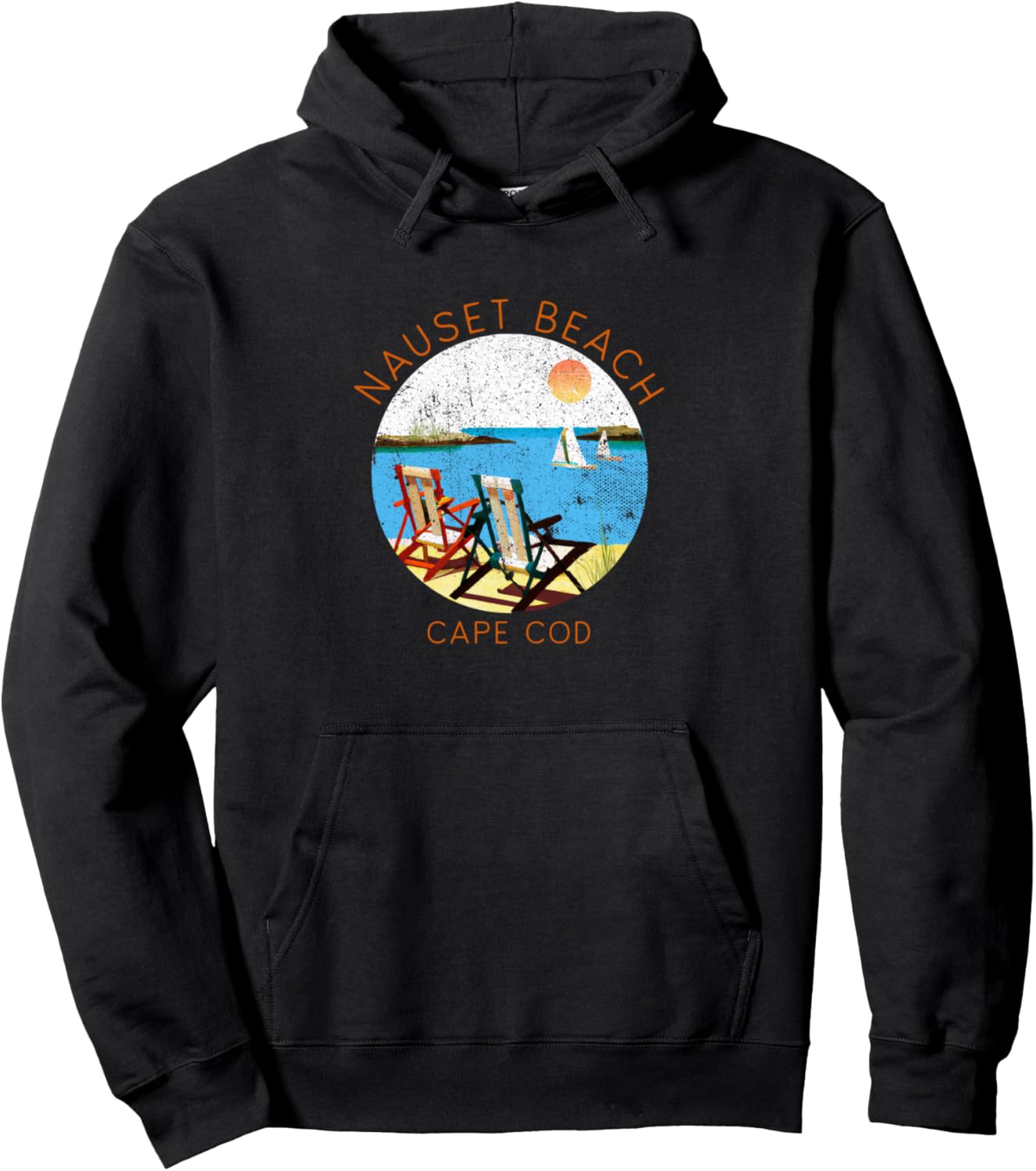 

Ретро-сувенир с пляжа Наузе - винтажная толстовка для пляжного отдыха Nauset Beach Retro Souvenir Apparel, черный
