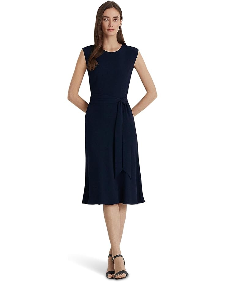 

Платье LAUREN Ralph Lauren Belted Bubble Crepe, черный
