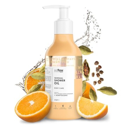 

Масло для душа Radiant Glow с сочным апельсином и кардамоном, обогащенное экстрактом цветка Citrus Aurantium Amara для свежести кожи So!Flow