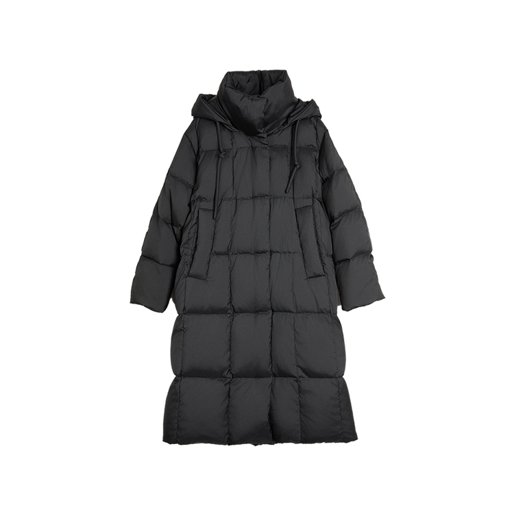 

ELLE Пуховик Women's Black Hooded Moderate Down Coat