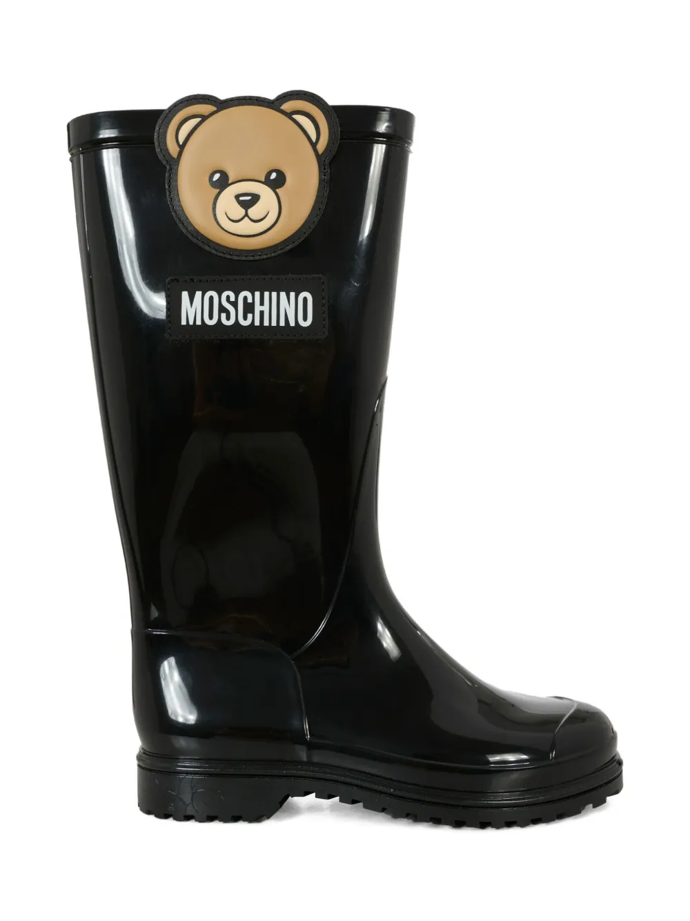 Резиновые сапоги с аппликацией Moschino Kids, черный — фото 2