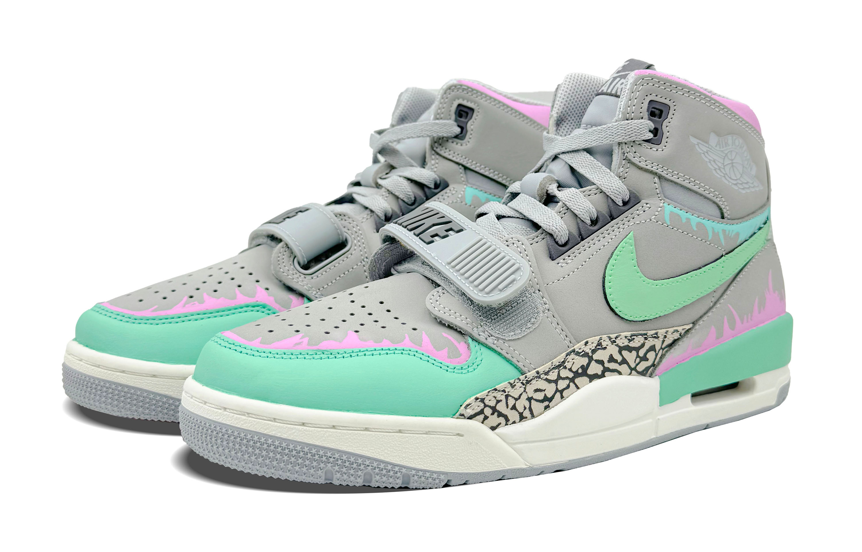 Jordan Кроссовки Legacy 312 Abrasion Resistant High top Vintage мужские серо-зеленые — фото 4