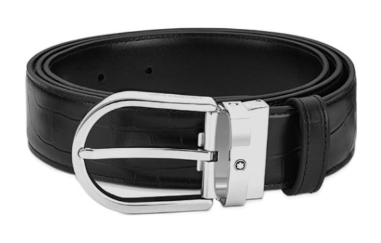 

MONTBLANC Мужской кожаный ремень из коровьей кожи черный шириной 3.5 см, Black