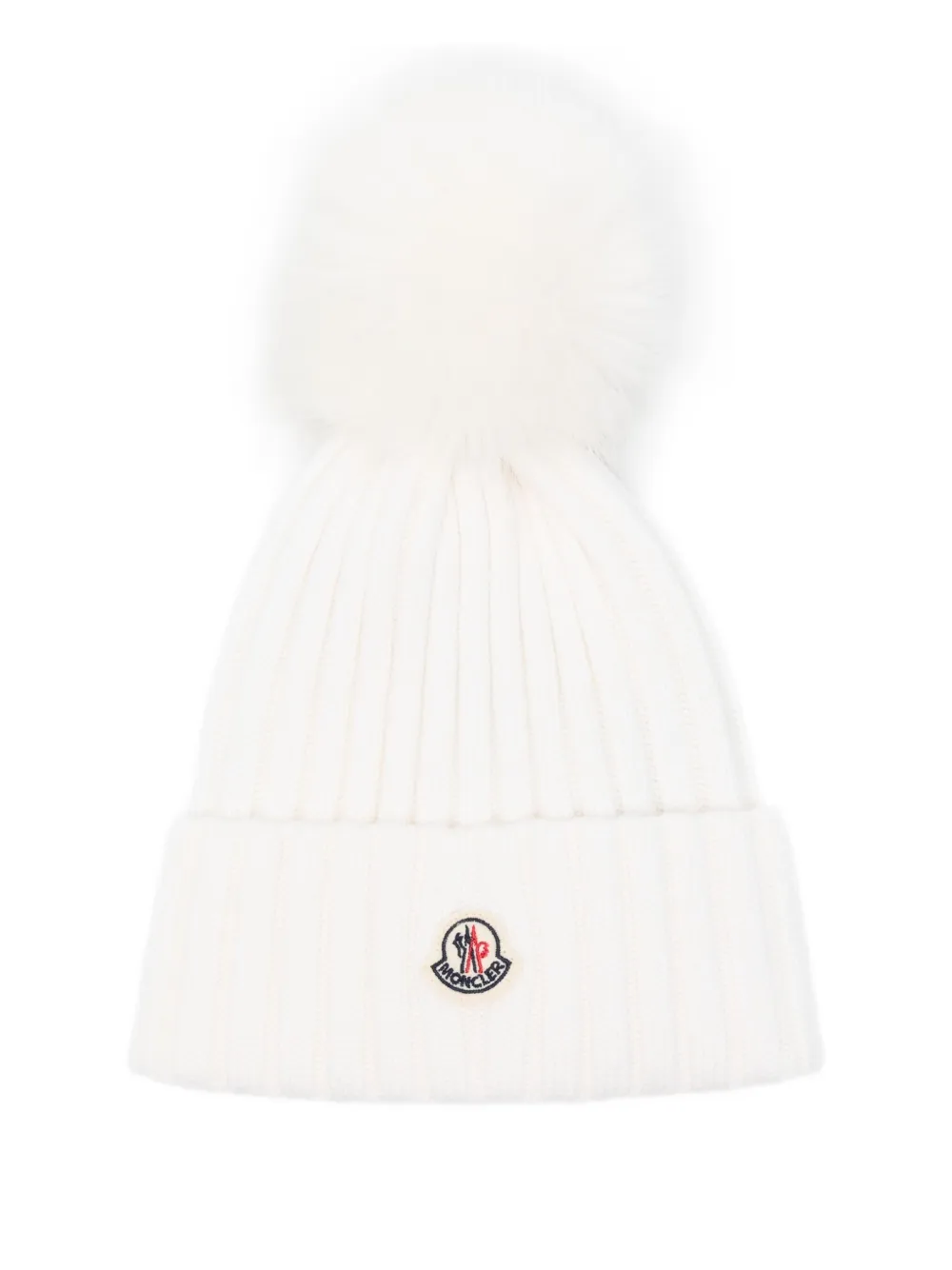 

Шапка в рубчик с помпоном MONCLER, белый