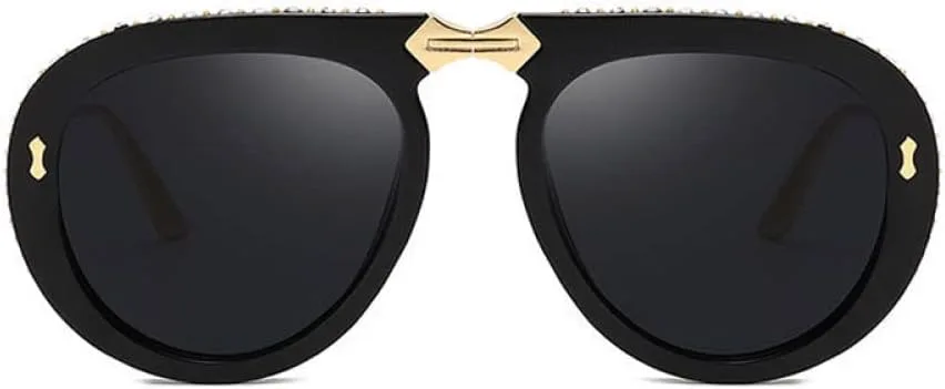 

Женские солнцезащитные очки со складной оправой, украшенные стразами, модные очки для женщин и мужчин, с защитой от УФ-излучения UV400 MTZJH, Black-yellow