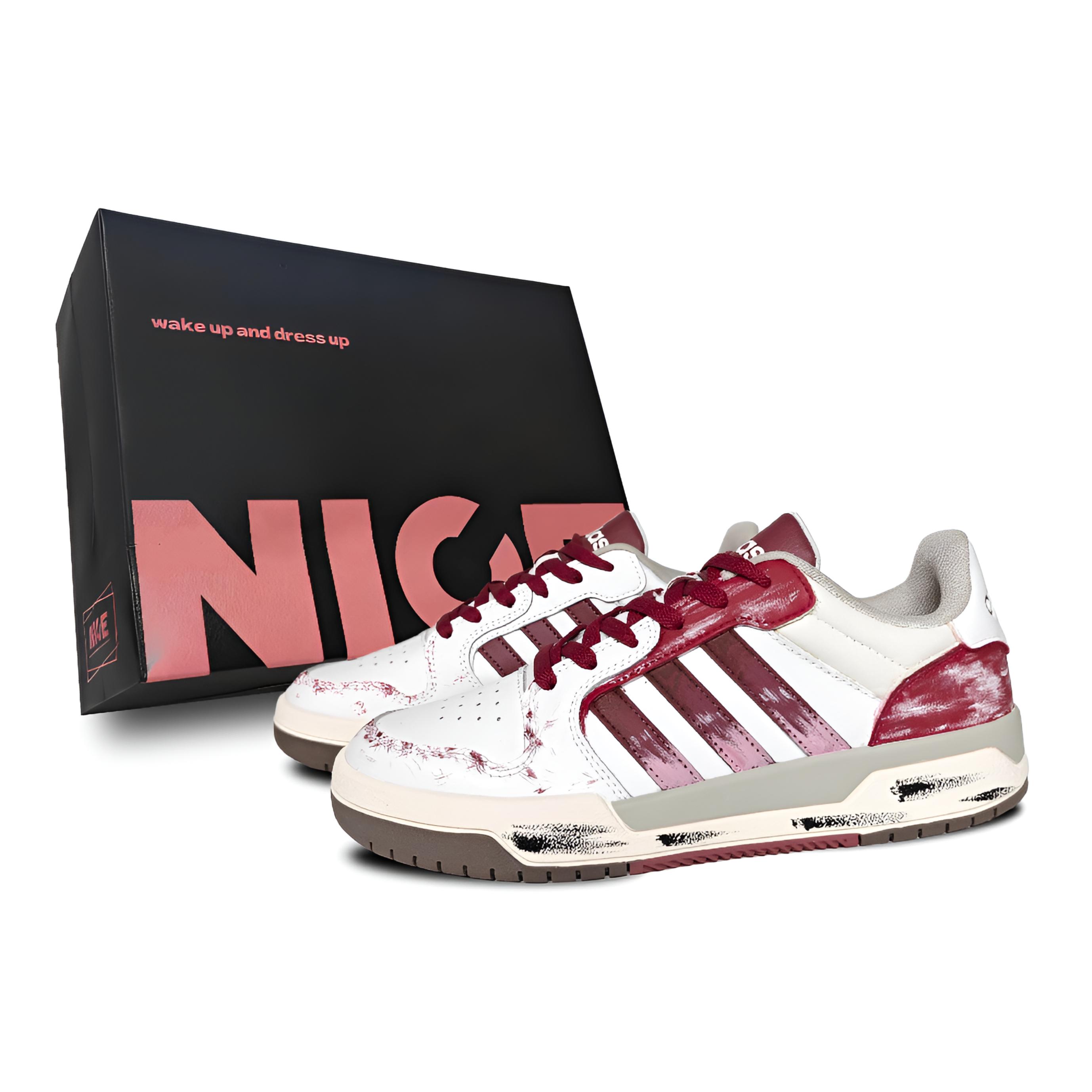 

Adidas Neo Entrap Amber Colored Glaze Abrasion Resistant Low top Skateboard Shoes Unisex White Red