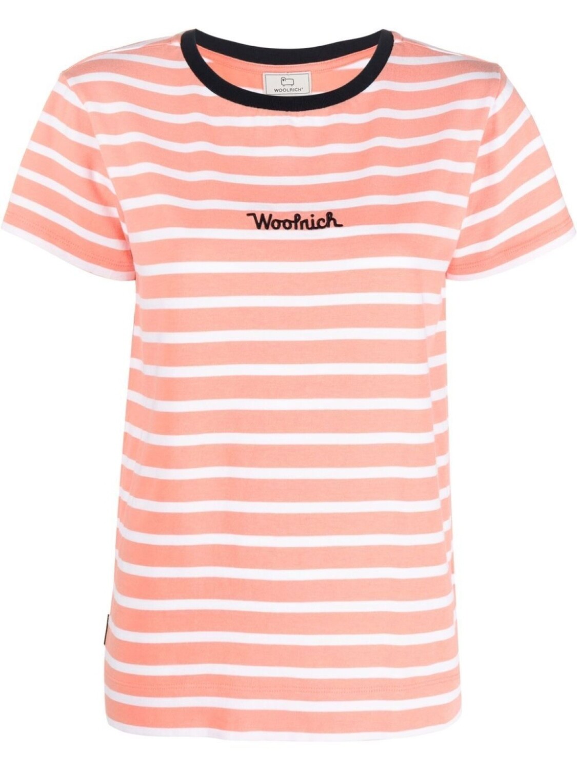 

Woolrich полосатая футболка с вышитым логотипом, розовый